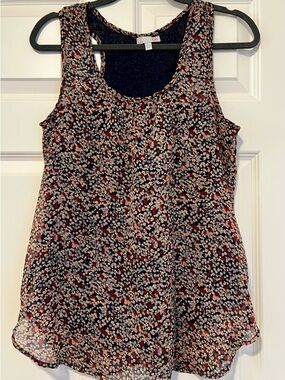 GB girls Navy Floral Sleeveless Scoop Neck Cami w/ Lining